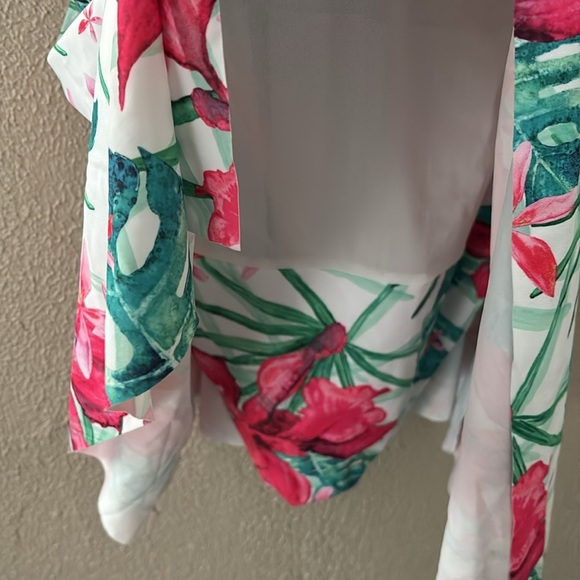 Womens Plus Size NICOLE MILLER PLUS FLYAWAY SWIMDRESS ONE PIECE Tropical 3XWhite - Picture 3 of 11